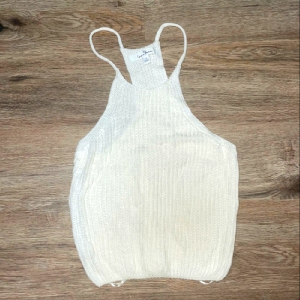 Love Tree Sleeveless Knit Tank Top Cream/White Sweater Small
